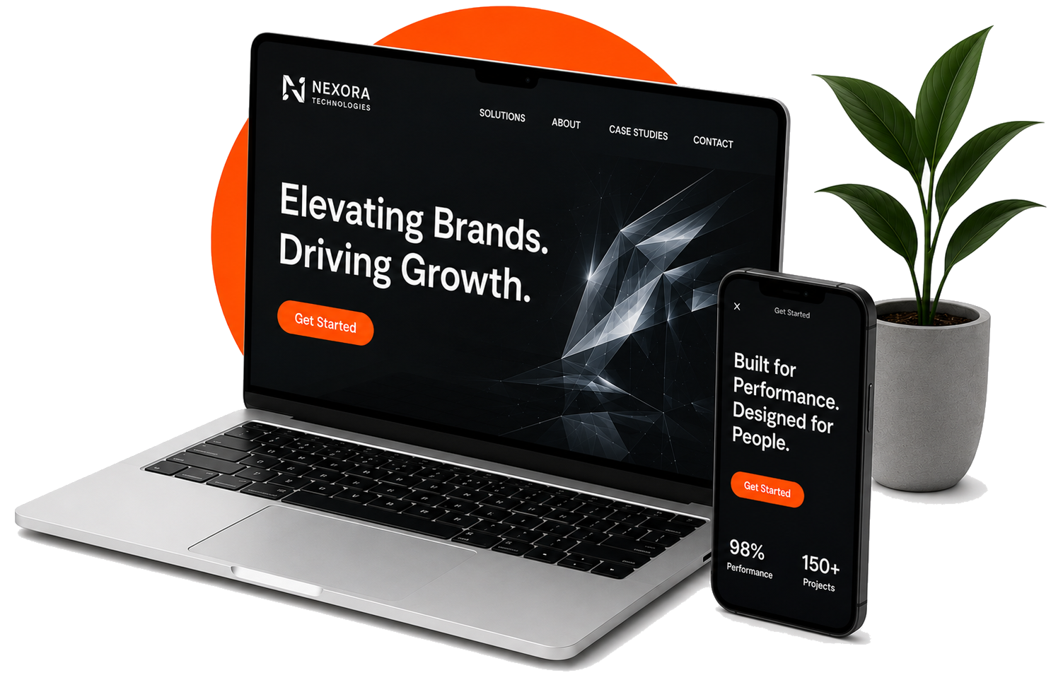 Website design preview on laptop and phone